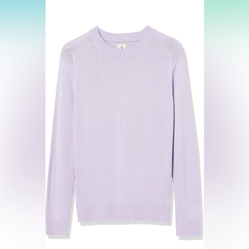 Amazon essentials aware woman’s pointelle‎ crew neck sweater - Picture 2 of 3